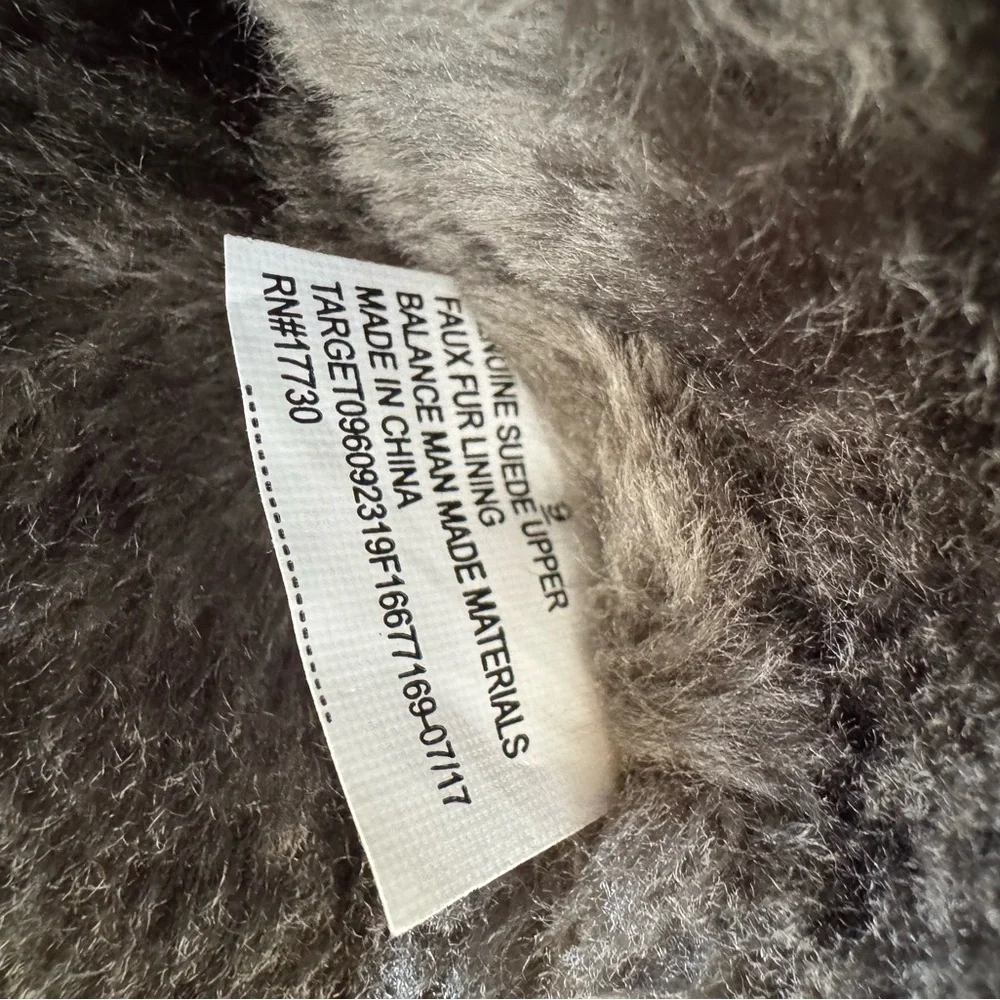 TARGET Suede Leather Faux Fur Trim Gray Winter Insulated Zipper Boots women sz 9